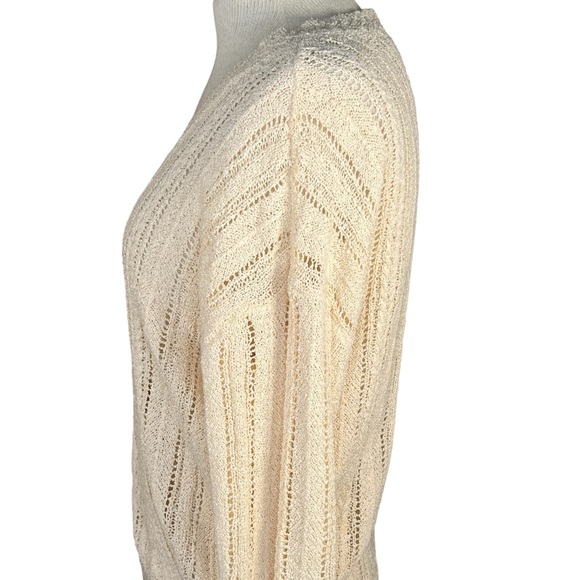 ASTR The Label Cream Colored Faux Wrap Stretchy Knit Semi-Sheer Sweater Med EUC - Picture 10 of 14